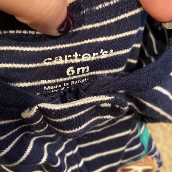 Carter’s 6 month striped sloth pajamas - Picture 3 of 4